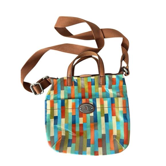 Fossil Key Per Coated Canvas Crossbody Bag Block - Picture 1 of 4